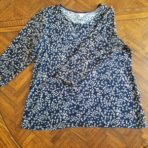 Croft & Barrow 3/4 length sleeves, floral, navy